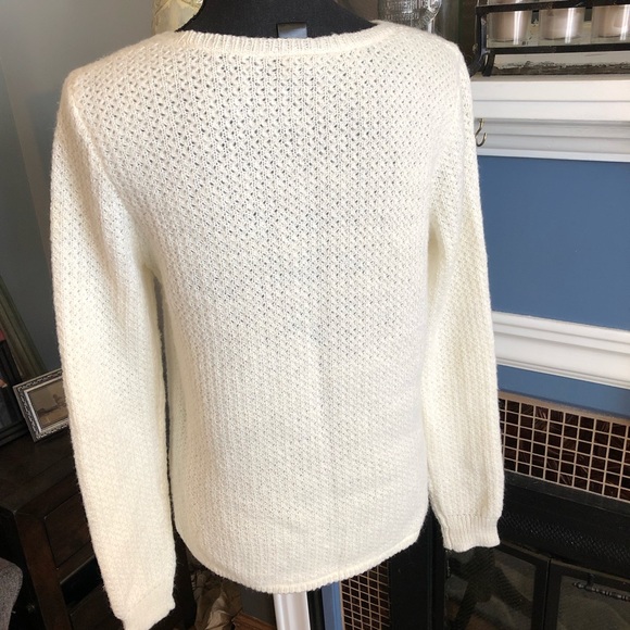 Ann Taylor cream knit sweater, lightweight, sz M - Picture 4 of 4